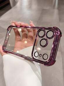奢華電鍍亮片透明支架手機殼，適用於 iPhone 18 Pro Max 18 Pro 17 Pro Max 17 Pro 17 16 Pro Max 16 Pro 16 15 Pro Max 15 Pro 14 Pro 13 Pro Max 12 Pro Max 11，時尚相機保護透明電鍍背蓋 - 酒紅色 - 查看 6