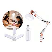 Luminária de Mesa Articulável Branca com Lâmpada Pétala LED 45W Bivolt para Unhas Nail Designer Cílios Sobrancelha Maquiagem - Branco - Visão 1