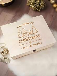 Personalized Wooden Christmas Keepsake Box, Custom Santa Flip Top ...
