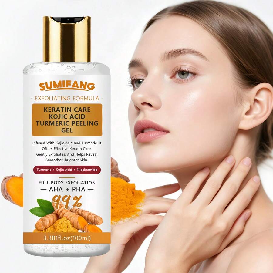 SUMIFANG 100ml Turmeric Glycolic Acid Exfoliating Gel, Salicylic Acid Gentle α-Hydroxy Acid Exfoliating Gel, Suitable For Whole Body, Helps Improve Roughness And Dullness, Makes Skin Smooth And Radiant