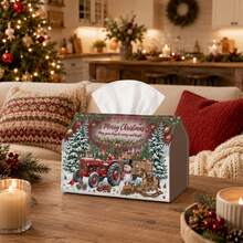 1pc Traditional Holiday Tissue Box | Multi-Functional Christmas Napkin Holder, Suitable For Home, Christmas Car Decor, Santa Claus Reindeer Gingerbread House - Seasonal Decorative Tissue Box For Living Room - Multicolor - View 14