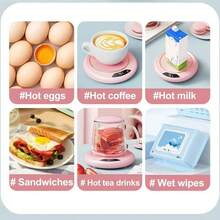 Smart Heating Cup Mat USB Powered 3 Temperature Levels (55-75°C) One-Touch Operation 8 Hours Auto Shut-Off Suitable For Coffee/Milk/Egg/Sandwich/Tea Home/Office/Travel - Multicolor - View 7