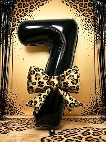 32 Inch Black Number Foil Balloons With Leopard Print Bow Balloons, 0-9 Mylar Number Balloon Set For Birthday Party, Wedding, Anniversary, Holiday Celebration, Backdrop Wall, Outdoor Party Decor, Photo Props - View 18