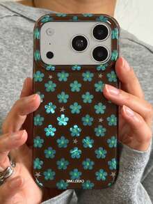 Minimalist Cute Colorful Floral Glitter Sequin Laser Glossy Soft Phone Case, Compatible With IPhone 18 Pro Max 18 Pro 17 Pro Max 17 Pro 17 16 Pro Max 16 Pro 16 15 Pro Max 15 Pro 15 14 Pro Max 14 Pro 14 13 Pro Max 13 Pro 13 12 11, Cute Shiny Flower Shockproof Protective Back Cover - Blue Floral - View 2
