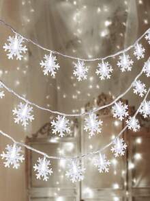 1pc Christmas Snowflake LED String Lights, Battery Operated, Indoor Room Wall Decor Snowflake Lights, Holiday Party Decoration Snowflake Lights, Christmas Tree Decor Lights, Christmas Decoration Lights, Winter Snowflake Lights - White Light - View 11
