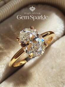 1pc Elegant Luxury Oval Claw Ring, Women's Jewelry Gift, Birthday Gift, Party Gift - Gold - View 2