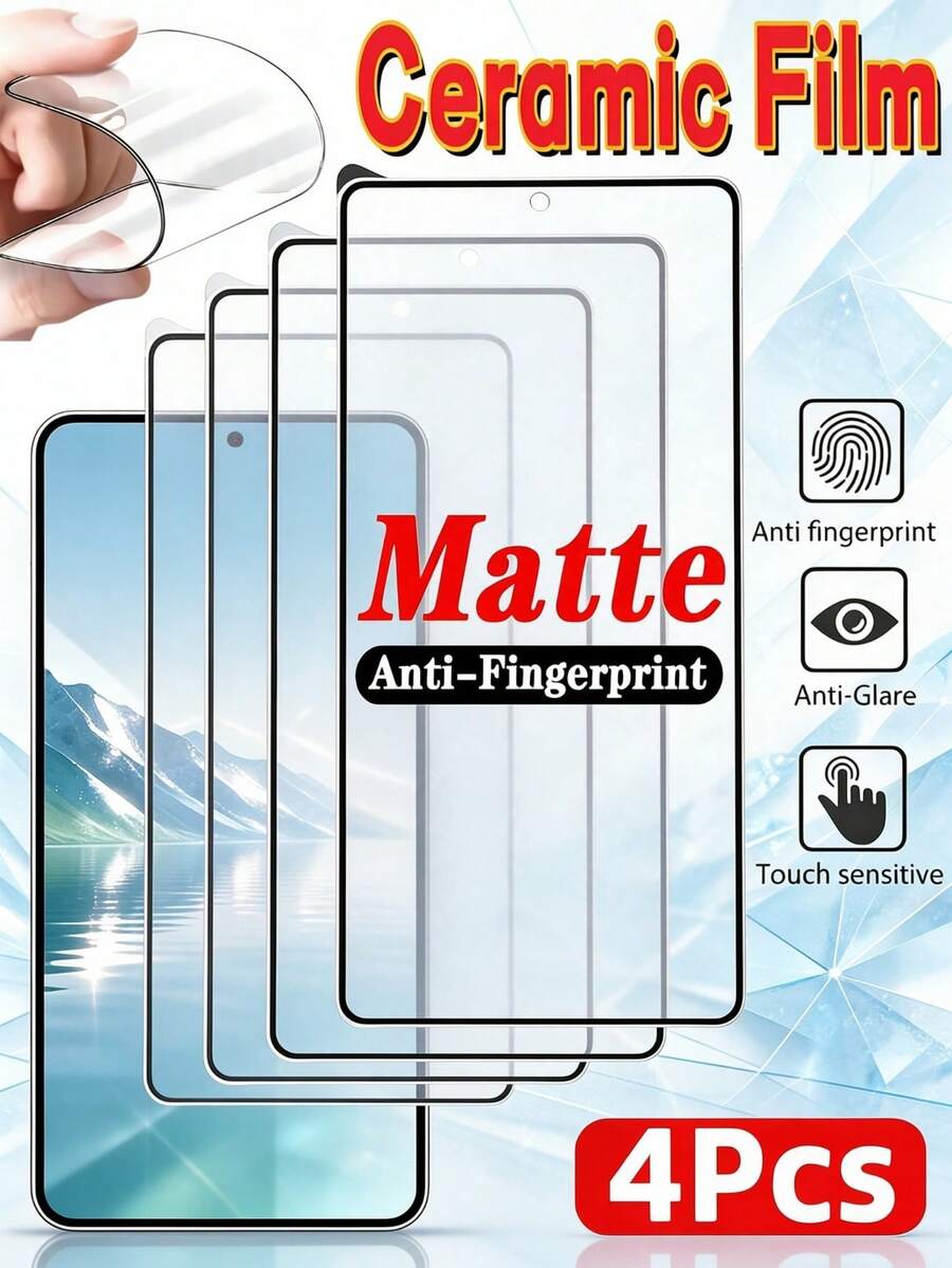 4 Packs Matte Ceramic Film Screen Protector, Anti-Glare Anti-Fingerprint Full Coverage Flexible Soft Non-Glass Film Touch Sensitive Anti-Scratch Bubble Free Easy To Install, Compatible With Compatible With Xiaomi 17T 15T Pro 17c 15c 14c A7 A5 A4 Note 14 13 4G 5G