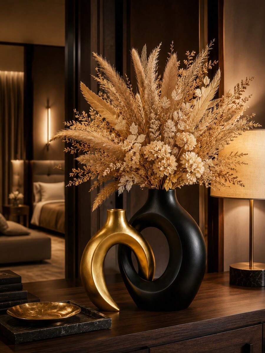 Heart-Shaped Vase Set - 2 Modern Wreath-Style Vases, Creative White Minimalist Decorative Vases, Suitable For Living Room, Entryway, Bookshelf, Mantel, Centerpiece And More. - Multicolor - View 1