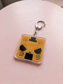 1Pc/6Pcs Cartoon & Game Character Close-Up Face Theme Square Acrylic Keychains, Fashion Bag Charms, Suitable For Game & Anime Fans Gifts, Collectibles, All Seasons - Multicolor - View 9