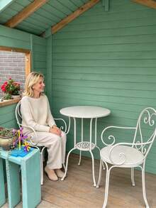 1pc Simple Round Side Table, Curved Four-Leg Stable Design, Light Beige Small Coffee Table, Lightweight & Easy To Clean, Suitable For Beside Sofa In Living Room, Balcony Leisure Area, Bedroom Bedside, Terrace & Outdoor Use Mesa Auxiliar - Multicolor - View 4