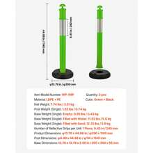 3 Pack Traffic Delineator Posts, 1140 Mm Traffic Safety Cones With Fillable Base And Reflective Strips, Heavy Duty Delineator Posts For Construction Site, Parking Lot, Crowd Control, Green - 3 Pack - View 11