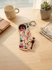 1pc/6pcs Chibi Aesthetic Anime Acrylic Keychains, Popular 2D Fantasy Anime "Toilet-Bound Hanako-Kun" Cute Q-Version Art Series Irregular Pattern Pendant, Backpack And Car Key Decoration, Gift For Toilet-Bound Hanako-Kun Fans, Q-Version 2D Aesthetic And Anime Fan Merchandise Lovers - Multicolor - View 8