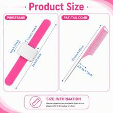 Hair Styling Comb Set, 3pcs Fine-Tooth Sectioning Combs With Magnetic Wrist Pin Cushion, Suitable For Hair Styling, Sectioning And Daily Hairstyle Design - Multicolor - View 2