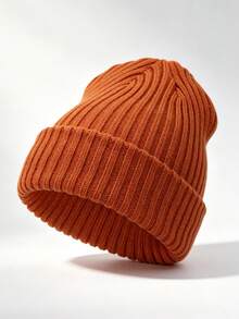 1PC Kids Winter Knit Hat - Solid Color Elastic Knit Hat With Pom Pom ...