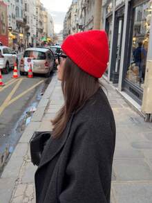 1pc Fashion Street Solid Color Ski Hat, Minimalist Knit Beanie, Unisex, Suitable For Casual Daily Wear - A - View 3