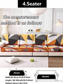 1PC Sofa Decorative Cushion Cover, Milk Silk Fabric, Anti-Slip Elastic Printed Geometric Pattern, Various Shapes And Rich Colors, A Backrest Cover, Available For Single, Double, Triple, And Four-Seater, Suitable For Spring, Summer, Autumn, And Winter, Fits Sofa Perfectly, Four-Season Style - Multicolor - View 17