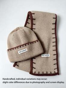 Children's Hat Set, Knitted Wool Winter Warm Headwear, Unisex, With Earflap Design - Multicolor - View 11