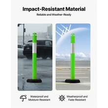 3 Pack Traffic Delineator Posts, 1140 Mm Traffic Safety Cones With Fillable Base And Reflective Strips, Heavy Duty Delineator Posts For Construction Site, Parking Lot, Crowd Control, Green - 3 Pack - View 5