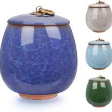 Small Ceramic Keepsake Urn For Human & Pet Ashes, Ice Crack Memorial Urn For Cat Dog Or Hummingbird, Mini Sharing Token Urn With Gift Box - one-size - View 9