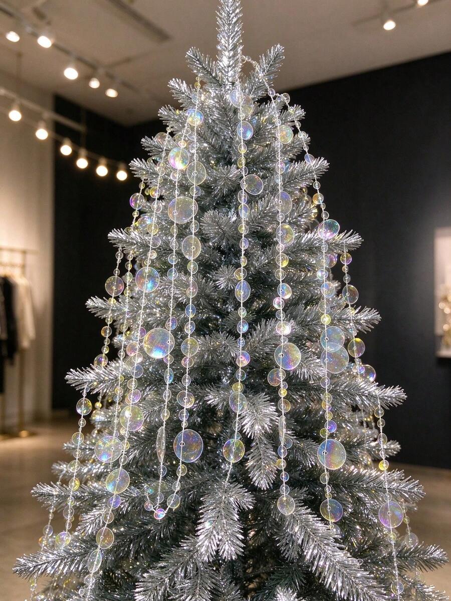 20/10/2m Large And Small Round Flat Perforated Bead Chain, Colorful Beaded Garland, Suitable For DIY Wedding Party, Indoor And Outdoor Decoration Bead Strings, DIY Handicrafts, Party Backdrop Decoration Bead Chain