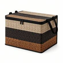 2D Flat Wicker Print Storage Organizer,Foldable Storage Box , Large Capacity Collapsible Storage ,Lace-Trimmed Storage Box,Clothes, Blankets, Toys And Household Essentials, Space Saving Closet Organizer For Bedroom, Living Room,Home Organization - Multicolor - View 15