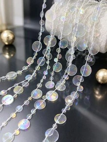 20/10/2m Large And Small Round Flat Perforated Bead Chain, Colorful Beaded Garland, Suitable For DIY Wedding Party, Indoor And Outdoor Decoration Bead Strings, DIY Handicrafts, Party Backdrop Decoration Bead Chain - Multiple Styles - View 6