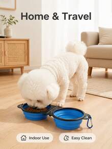 2-In-1 Portable Foldable Double Pet Water Bowl For Dogs, Puppy Outdoor Travel Camping Feeding Container - Multicolor - View 5