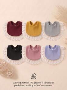 6pcs Newborn Soft Skin-Friendly Candy Color Ruffle Lace Baby Bibs, Cute Princess Baby Drool Bib Set, Suitable For Daily Use - Multicolor - View 4