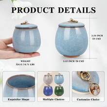 Small Ceramic Keepsake Urn For Human & Pet Ashes, Ice Crack Memorial Urn For Cat Dog Or Hummingbird, Mini Sharing Token Urn With Gift Box - one-size - View 6