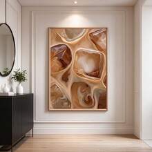 CPWAD Abstract Fluid Art Canvas Unframed Marble Texture Painting Beige Brown Organic Wall Decor For Living Room Bedroom Modern Home - 1pcs - View 4