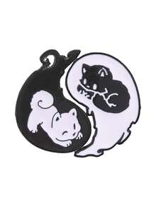 Yin Yang Black White Cat Matching Enamel Pins, Cute Pair Kitten Split Brooch, Unique Decorative Badge For Backpack Clothing - Multicolor - View 13
