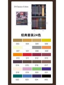 24 lápices de colores pastel sin madera, de calidad artística, con mina de tiza y carbón, ideales para dibujar, difuminar y crear capas. Incluye un estuche con herramientas de dibujo para artistas, estudiantes y aficionados. - 24 colores clásicos - Ver 10