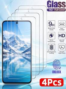 4Pcs HD Tempered Glass Screen Protector, 9H Hardness Full Screen Coverage Anti-Scratch Anti-Fingerprint Oleophobic Coating Ultra HD Transparency Support Fingerprint Unlock Bubble Free Easy Install, Compatible With Xiaomi 17T 15T Pro 17c 15c 14c A7 A5 A4 Note 14 13 4G 5G - Clear - View 2