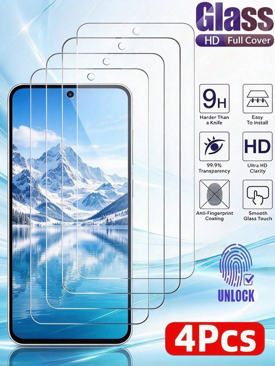 4Pcs HD Tempered Glass Screen Protector, 9H Hardness Full Screen Coverage Anti-Scratch Anti-Fingerprint Oleophobic Coating Ultra HD Transparency Support Fingerprint Unlock Bubble Free Easy Install, Compatible With Xiaomi 17T 15T Pro 17c 15c 14c A7 A5 A4 Note 14 13 4G 5G