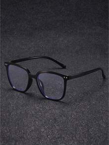 1 Pair Men's Square Black PC Frame Transparent Glasses, Modern Minimalist, Comfortable Eye Protection Blue Light Glasses, Suitable For Computer, Gaming, TV - A - View 6