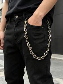 سلسلة بنطلون معدنية 1 قطعة بأسلوب هيب هوب بانك ستريت وير، تصميم نيش أوروبي وأمريكي جديد، للجنسين، متعددة الاستخدامات، سلسلة خصر وسلسلة جيب وميدالية مفاتيح وسلسلة محفظة، إكسسوار فاخر، هدية للعطلات، سلسلة مفاتيح متعددة الطبقات، إكسسوار بنطلون بانك وجينز لركوب الدراجات النارية - متعدد الألوان - مشاهدة 3