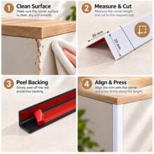 1PC 50CMx2CM PVC White L Shape Corner Protector Strip, Flexible PVC Furniture Corner Guard Trim, Cuttable Angle Cover For Table Cabinet Shelf Wall Desk And Home Office - A - View 7