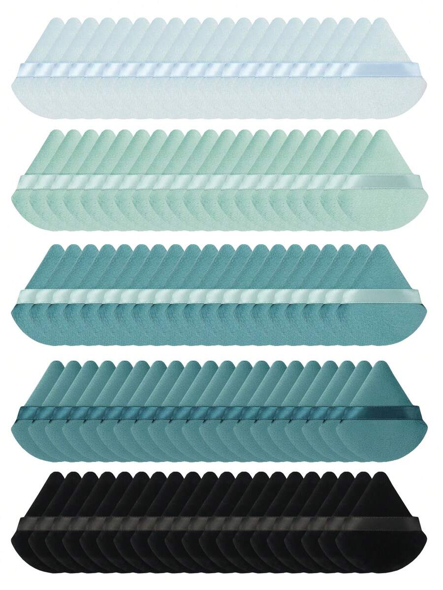 5/10/20/30/50/100pcs Velvet Makeup Sponge Puff, Triangle Shaped, Made Of Ultra Soft Velvet Material, Suitable For Contouring, Eye Area And Corners, Suitable For All Skin Types - Multicolor - View 1