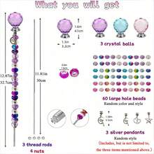 72pcs Fairy Wand Beaded Garden Stake Set, Autumn Gardening DIY, Random Color And Style Accessories, Suitable For Various Holiday Garden Stake Decoration - Ball-(purple+Lake Blue+Pink) - View 8