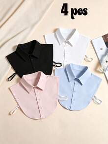 Solid Color Button Style Unisex White, Gray, Blue Multi-Color Multi-Function Professional Pointed Collar Square Collar Fake Collar, Suitable For Matching Sweaters, Suits, Formal Wear, Layered Fake Collar, With Adjustable Buckle, Weight Range: Within 180 Lbs - Multicolor - View 5