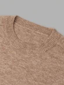 DONICY Women's Fall Crew Neck Belted Sweater, Khaki Slim Fit Long Sleeve Knit Top - Camel - View 4