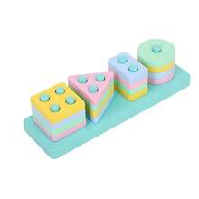 Early Education Educational Wooden 4-Pillar 5-Pillar Montessori Geometric Shape Recognition Matching Blocks, Focus And Visual Training, Wooden Learning Puzzle - Multicolor - View 17