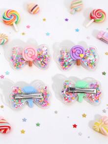 4pcs Colorful Candy Bow Hair Clips For Girls, Crocodile Clip Hair Accessories, Sweet Hair Clips For Girls Children Birthday Holiday Party Gifts - Multicolor - View 6