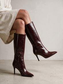 2026 Autumn/Winter New Wide Shaft Stiletto Pointed Toe High Tube Boots ...