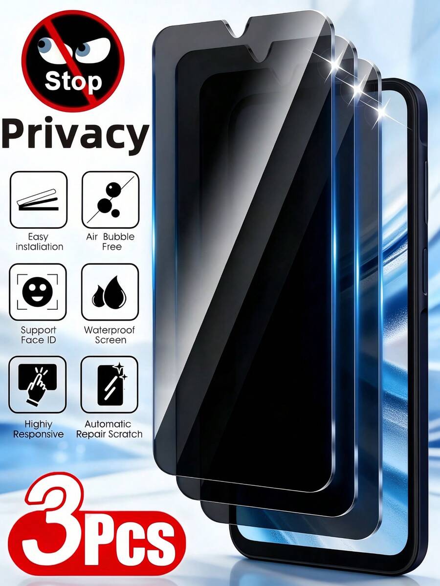 3Pcs Privacy Tempered Glass Film Phone Screen Protector,Anti Peeping Full Coverage Anti Spy Anti Scratch Shockproof No Bubble Easy Apply Anti Spy Protective Film Compatible With Xiaomi 17T 15T Pro 17c 15c 14c A7 A5 A4 Note 14 13 4G 5G