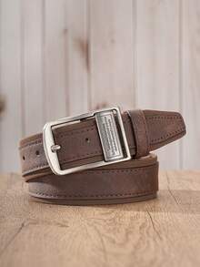 1pc Men's Vintage Belt, Double Layer PU Leather Splicing Contrast Color Design Belt, Jeans Belt - BH1267 - View 13