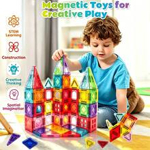 50/70/100pcs Magnetic Building Blocks, 2-In-1 Magnetic Construction Set, STEM Stacking Montessori Learning Toy, Suitable For Boys And Girls Aged 3+ Preschool Kindergarten Play Gift, Mixed Colors - Multicolor - View 5