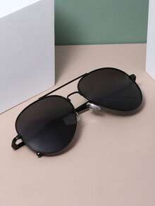 1 Pair Aviator Metal Frame Outdoor Driving Fashion Glasses, Suitable For Daily Wear, Summer Beach Vacation, Outdoor Activities And Travel - 1 Pair Black - View 1