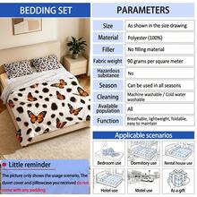 3pcs Orange Leopard Print Butterfly Bedding Set (1 Duvet Cover + 2 Pillowcases), Breathable, Comfortable, Soft, Suitable For Twin/Full/Queen/King Size Beds, Machine Washable, Room Decor, Dorm Bedding, Daily Decoration - Multicolor - View 4