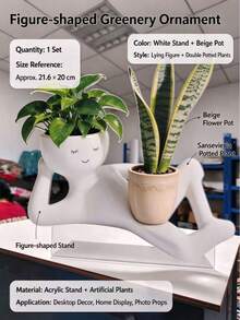 1pc Funny Flower Pot Head Cute Succulent Plant Pot Face Head Pot Unique Bathroom Pot Slouchy Person Small Figure Pot – Small Ceramic Flower Pot Suitable For Indoor Plants Drainage - A - View 7